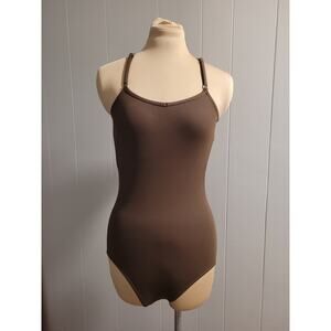 Capezio Dark Brown Women's Size Medium Convertible Spaghetti Strap Tank Leotard
